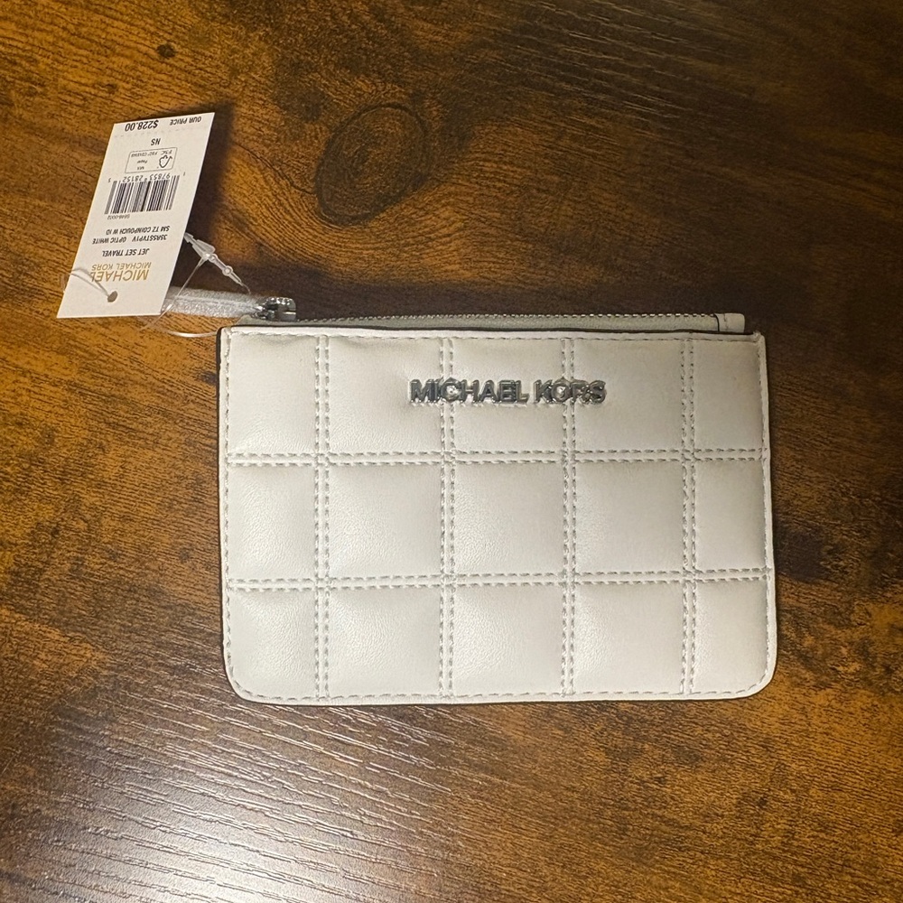 Michael Kors Optic White Quilted Card Pouch